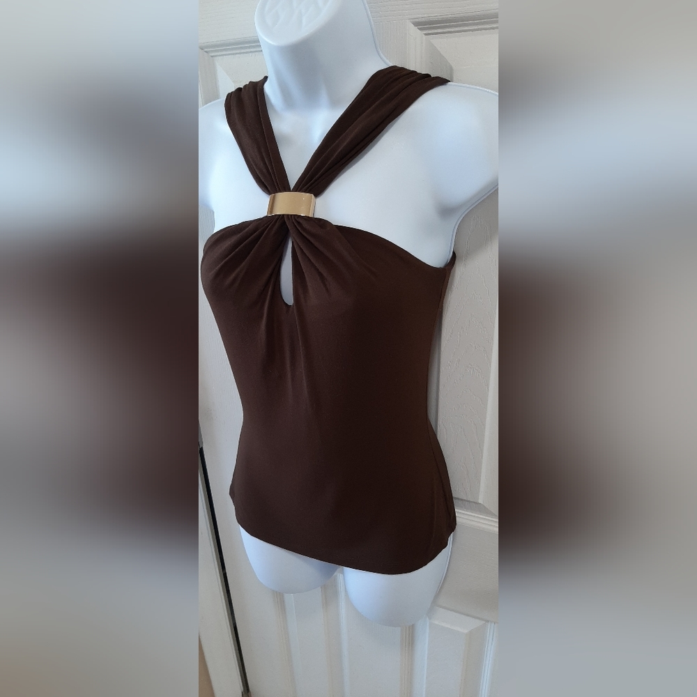 Cache halter top womens XS brown with gold hardware mint condition no flaws
